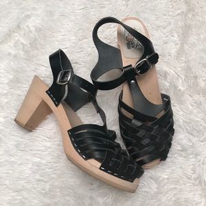 Maguba Braided Low Heal Clog Sandals Black